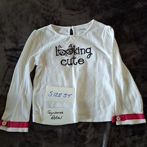 Gymboree girls size 5T cat design long sleeve shirt VGUC